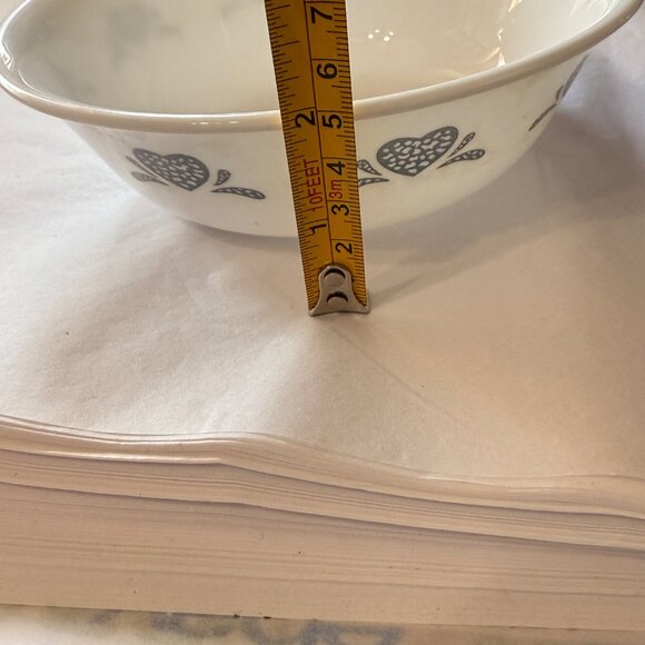 Set Of 5 Corelle Blue Hearts Cereal Bowls 6.25” Diameter White & Blue Design - Picture 7 of 7